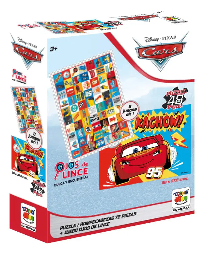 Juego 2 en 1 Rompecabezas y Ojos de Lince Disney Pixar Cars en oferta outlet Colombia saldos a huevo