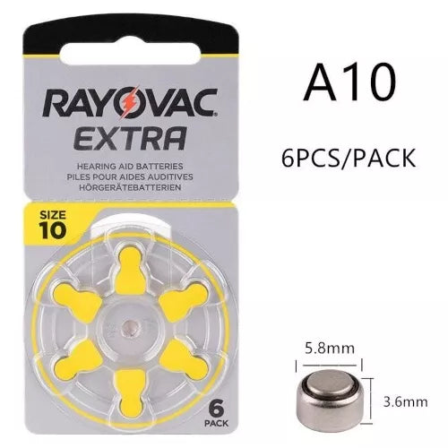 60 Pilas Para Audífono #10 Rayovac 1.45v 10AUX-6XELAT 64397 - Saldos A Huevo