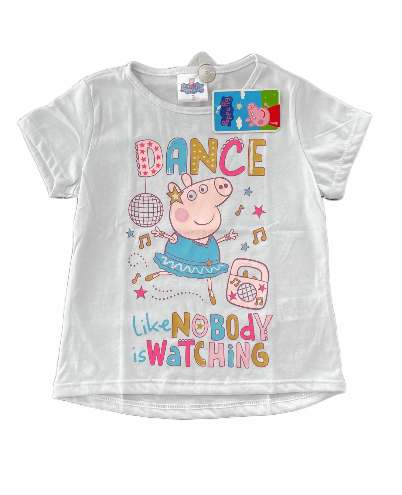 Camiseta básica infantil Peppa Pig Dance en oferta outlet Colombia saldos a huevo