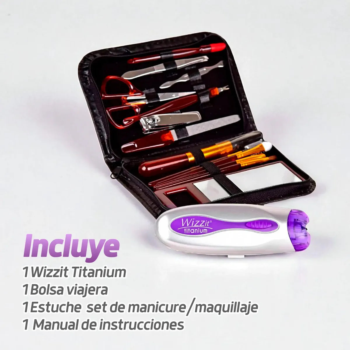 Depilador Eléctrico Portátil Wizzit Titanium con Estuche en oferta outlet Colombia saldos a huevo