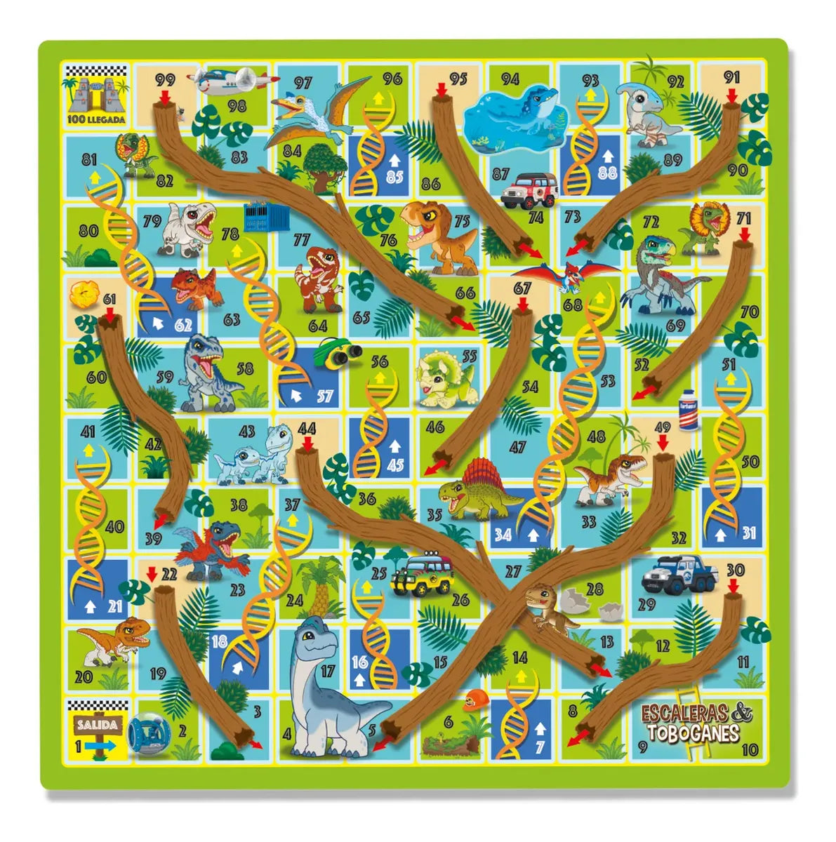 Juego de Mesa Escaleras y Toboganes Jurassic Explorers en oferta outlet Colombia saldos a huevo