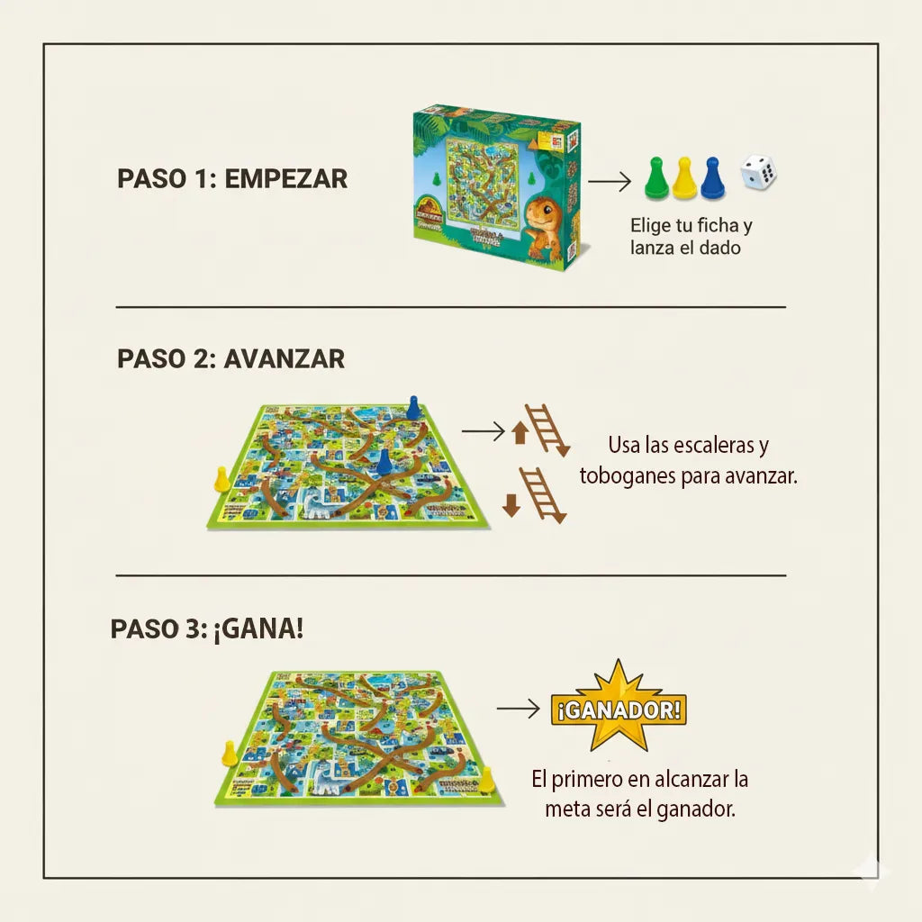 Juego de Mesa Escaleras y Toboganes Jurassic Explorers en oferta outlet Colombia saldos a huevo
