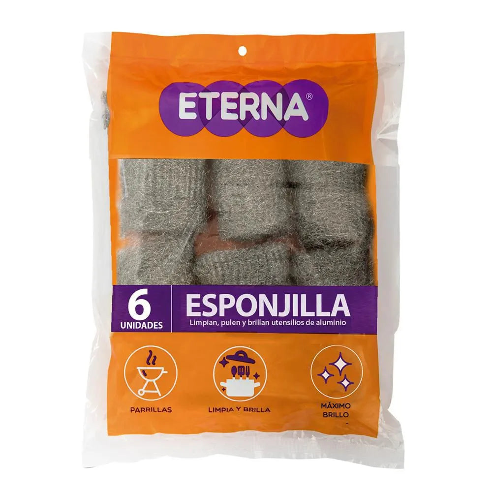 Esponjillas de Acero para Cocina x 6 Unidades – Eterna