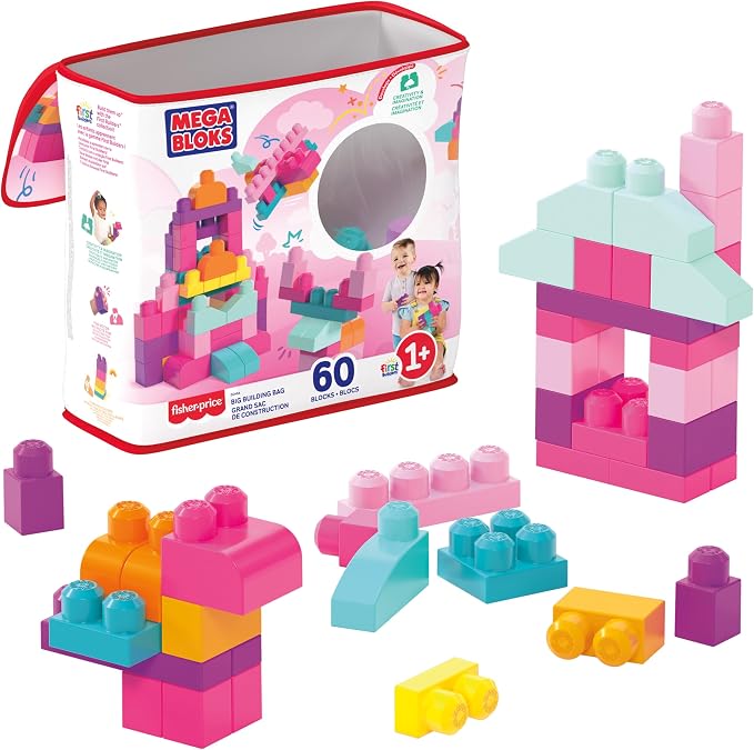 Gran Bolsa de Construcción First Builders de 60 Piezas – Mega Bloks en oferta outlet Colombia saldos a huevo