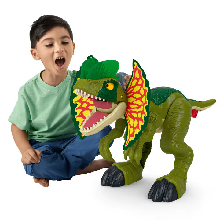 Dilophosaurio Jurassic World Thrash Attack – Imaginext en oferta outlet Colombia saldos a huevo