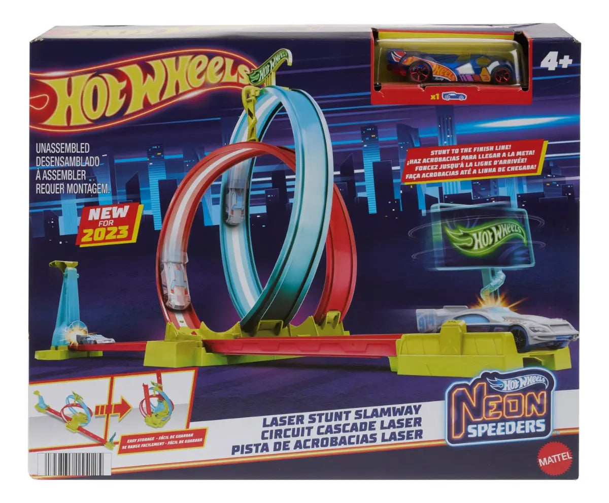 Hot Wheels Neon Speeders Pista de Acrobacias Láser – Mattel