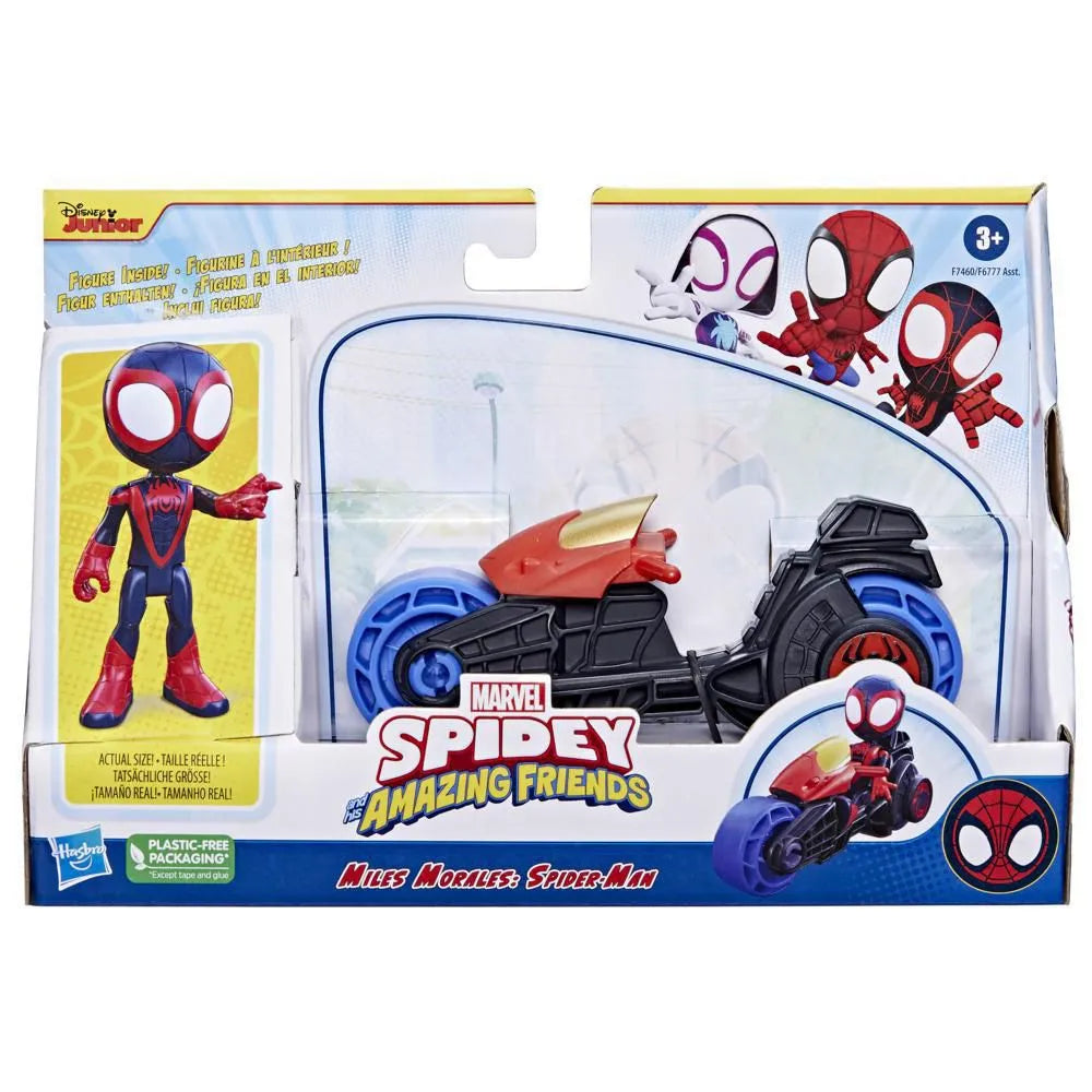 Figura Miles Spin Morales con Motocicleta Spidey y sus Sorprendentes Amigos