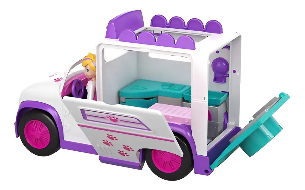 Muñeca Polly Pocket Hospital Móvil de Animalitos – Mattel