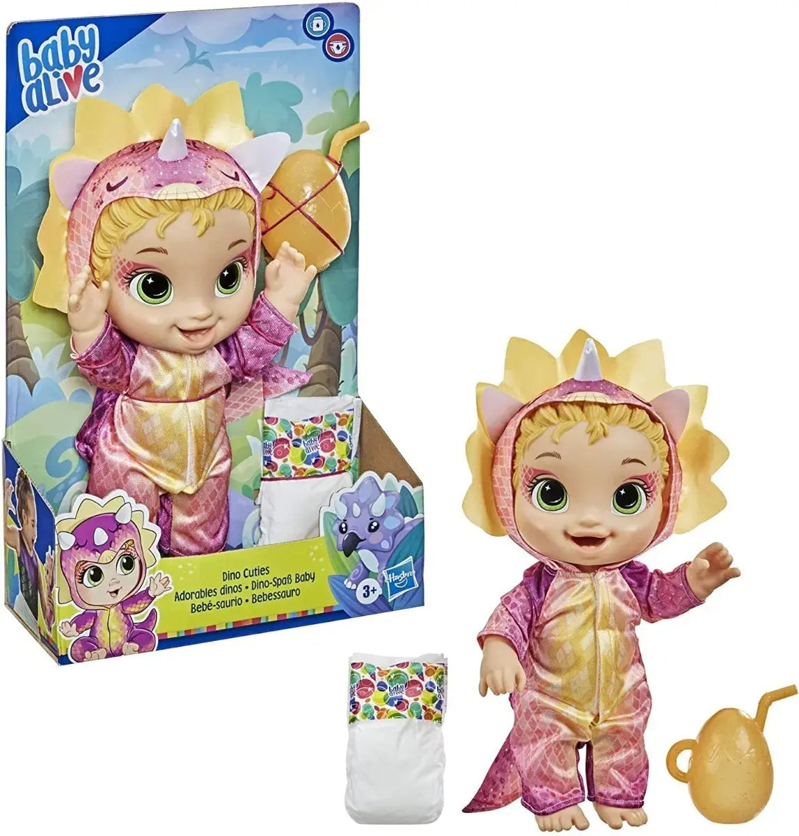 Muñeco Bebe Baby Alive Dino Cuties Saurio Triceratops Pijama en oferta outlet Colombia saldos a huevo