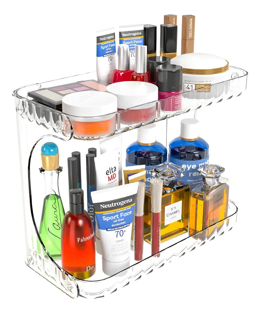 Organizador Multifunción de Acrílico Elegante Inhome Transparente de 2 niveles en oferta outlet Colombia saldos a huevo
