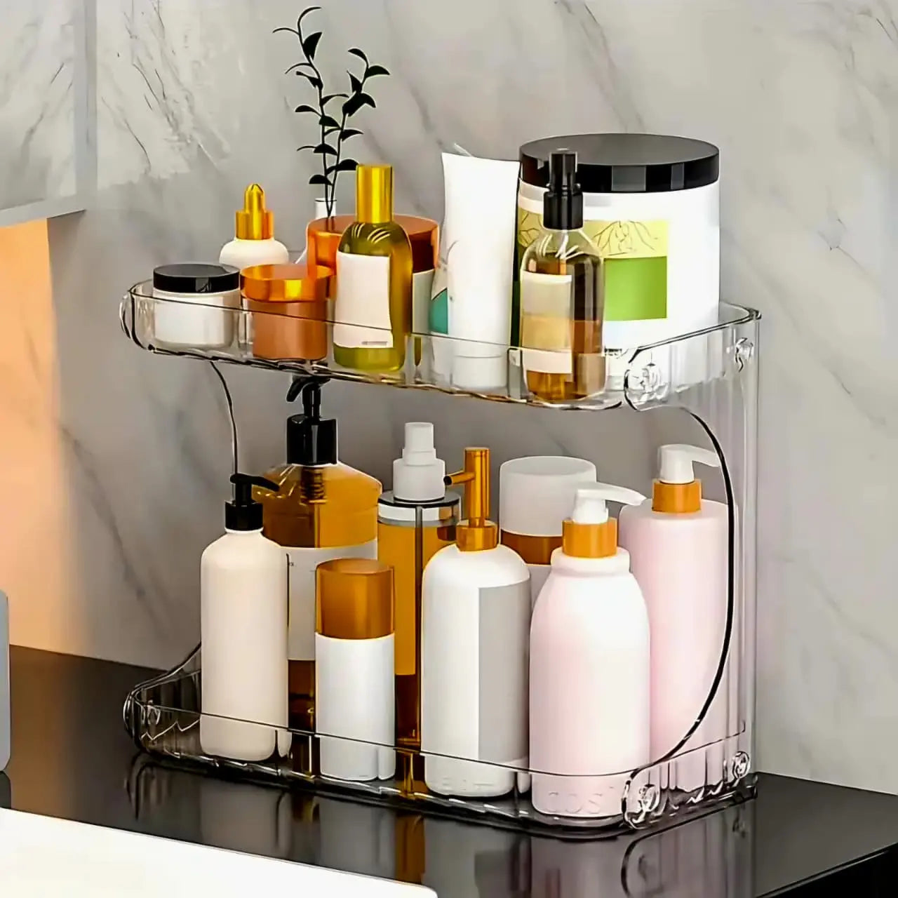 Organizador Multifunción de Acrílico Elegante Inhome Transparente de 2 niveles en oferta outlet Colombia saldos a huevo