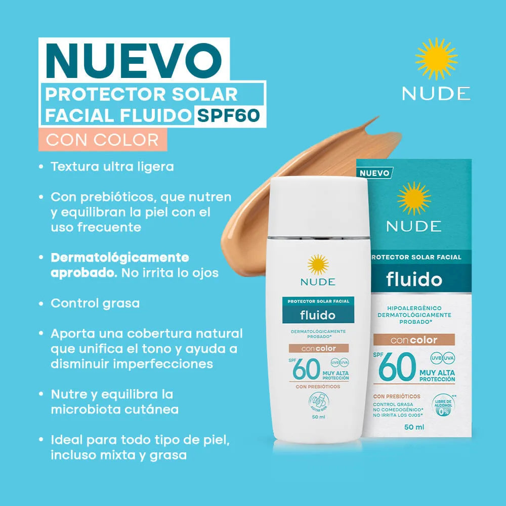 Protector Solar Facial Nude Fluido con Color SPF 60 50ml en oferta outlet Colombia saldos a huevo