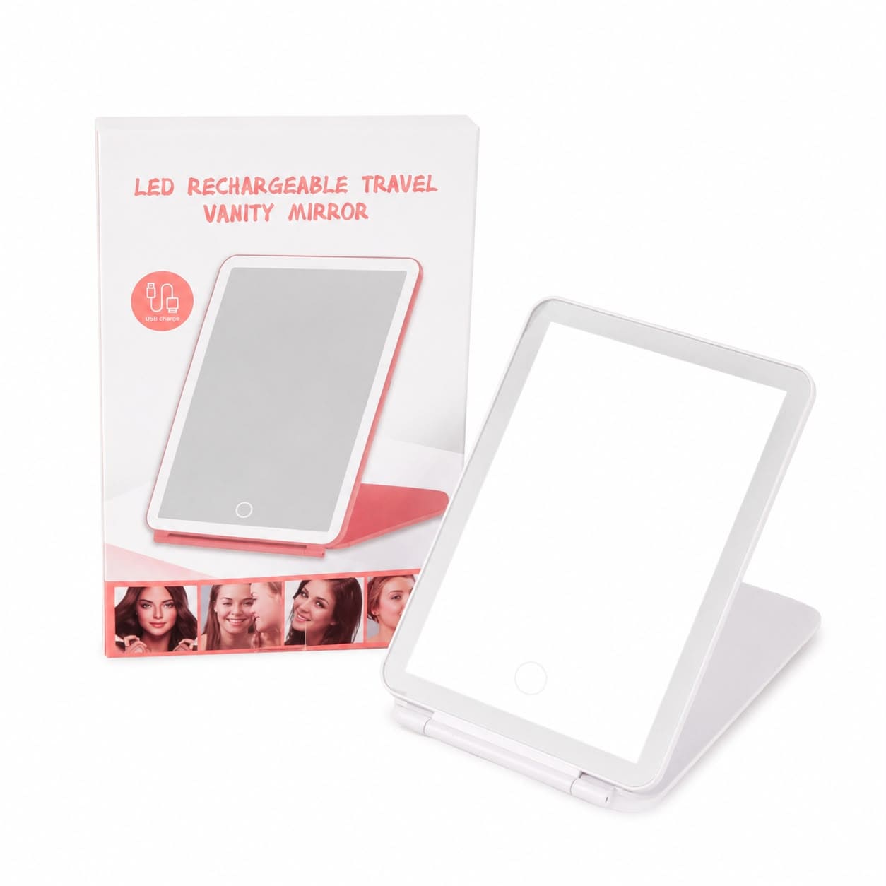Espejo de Maquillaje LED Recargable para Viaje Blanco