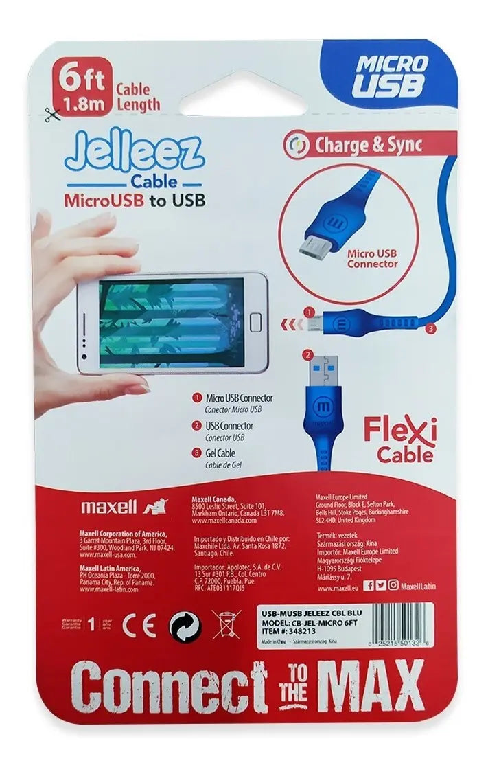 Cable Jelleez USB a Micro-USB de 1,8 Metros – Maxell