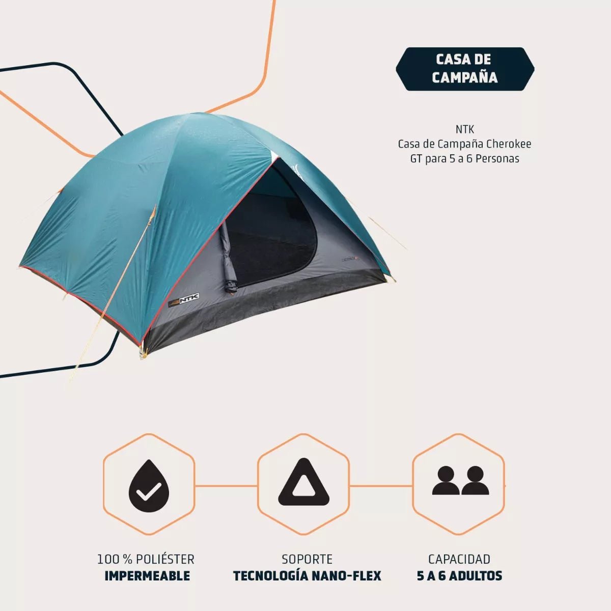 Carpa para 6 Cherokee Tienda De Campaña Camping - NTK en oferta outlet Colombia saldos a huevo