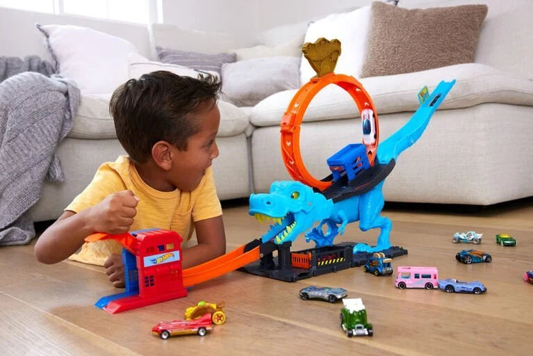 Pista T-Rex Chomp Down Azul - Hot Wheels