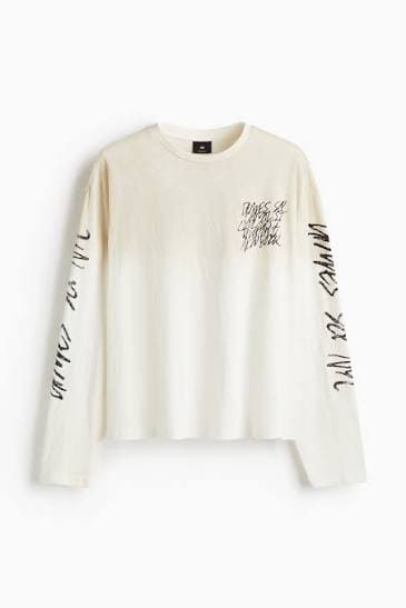 Camiseta Oversized de Manga Larga Estampada – H&M