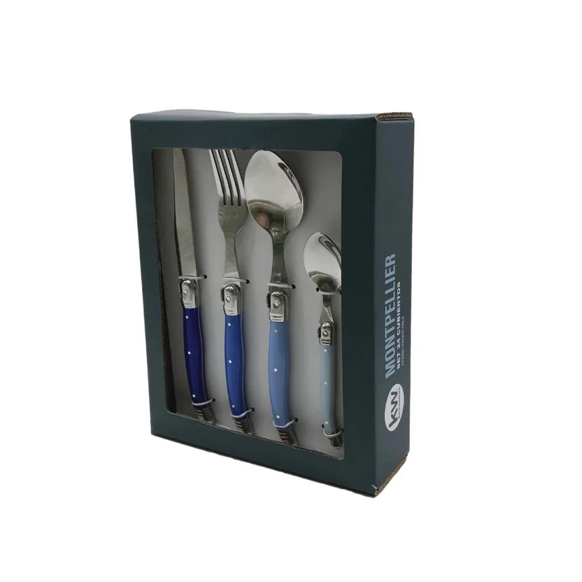 Set de Cubiertos 24 Piezas Montpellier Azul (6 Puestos)