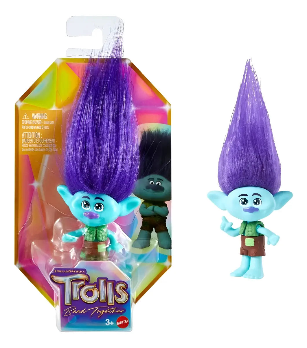 Trolls Band Together Muñeco Mini Branch Pelo Morado – Mattel