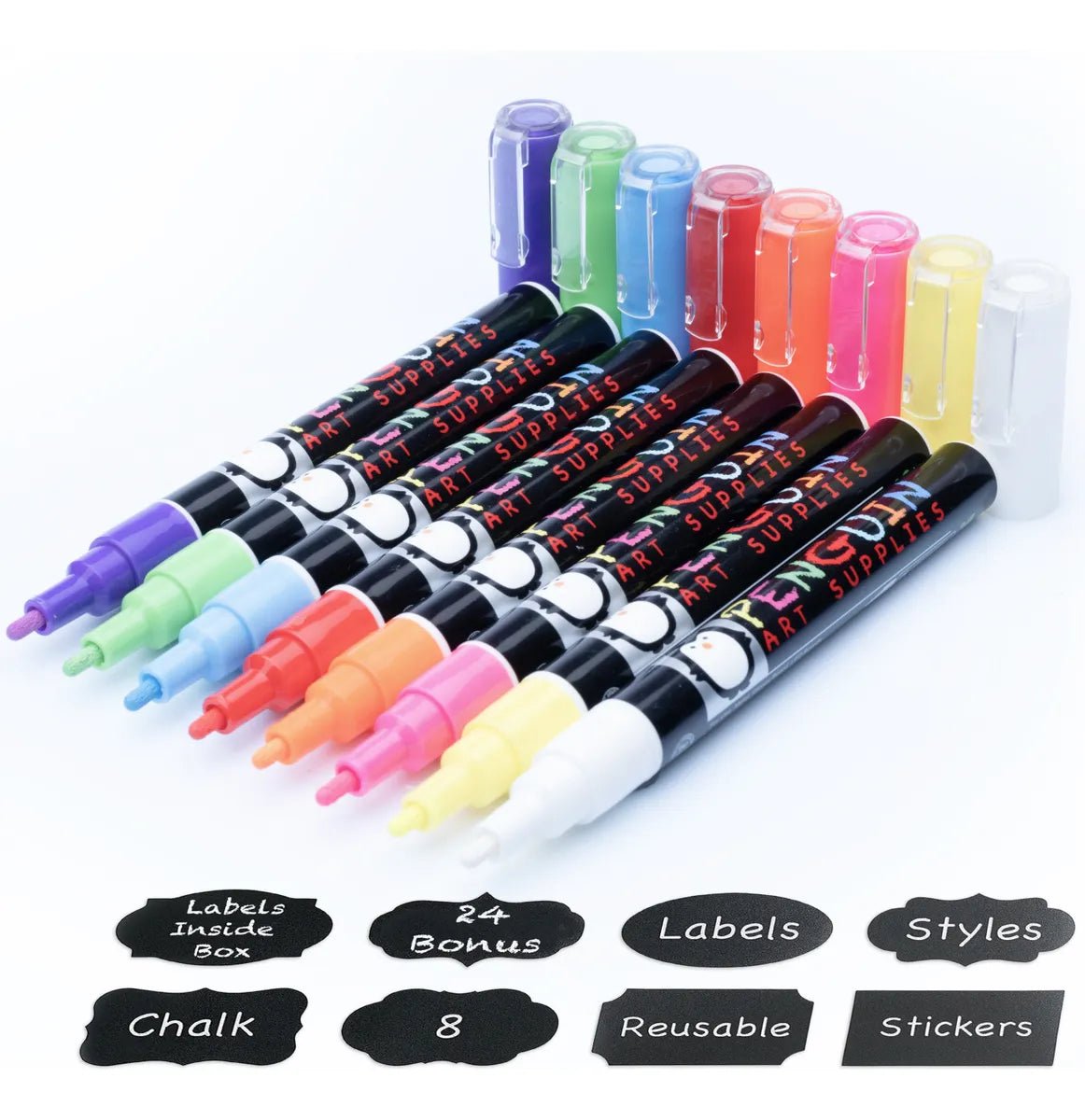 Set 8 Plumones de Tiza Líquida Punta Fina – Penguin Art en oferta outlet Colombia saldos a huevo