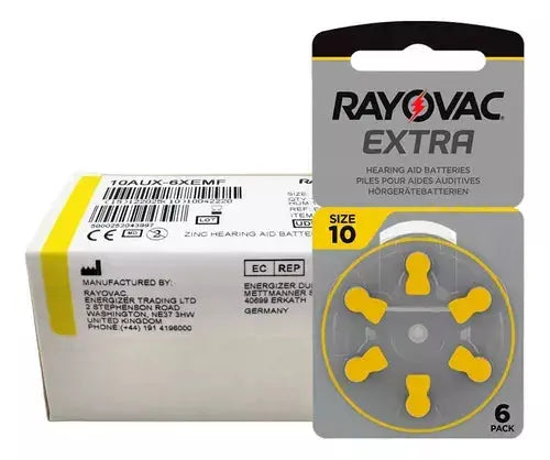 60 Pilas Para Audífono #10 Rayovac 1.45v 10AUX-6XELAT 64397 - Saldos A Huevo