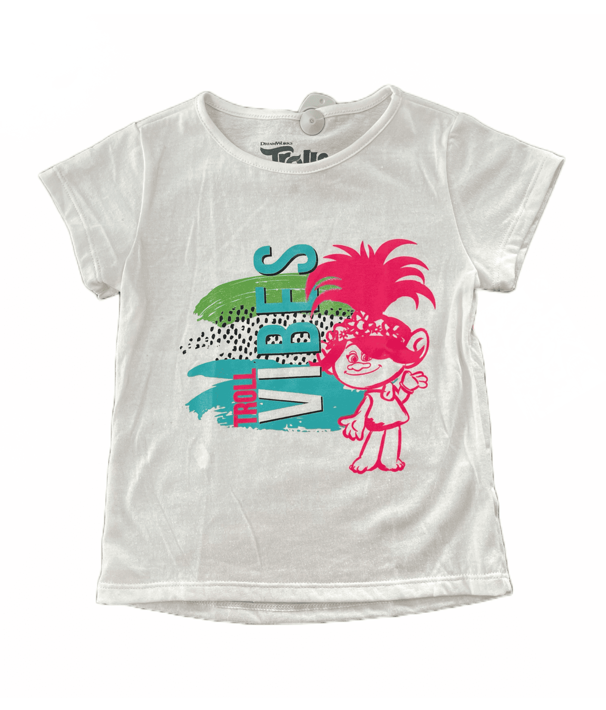Camiseta básica infantil Trolls Vibes Crema