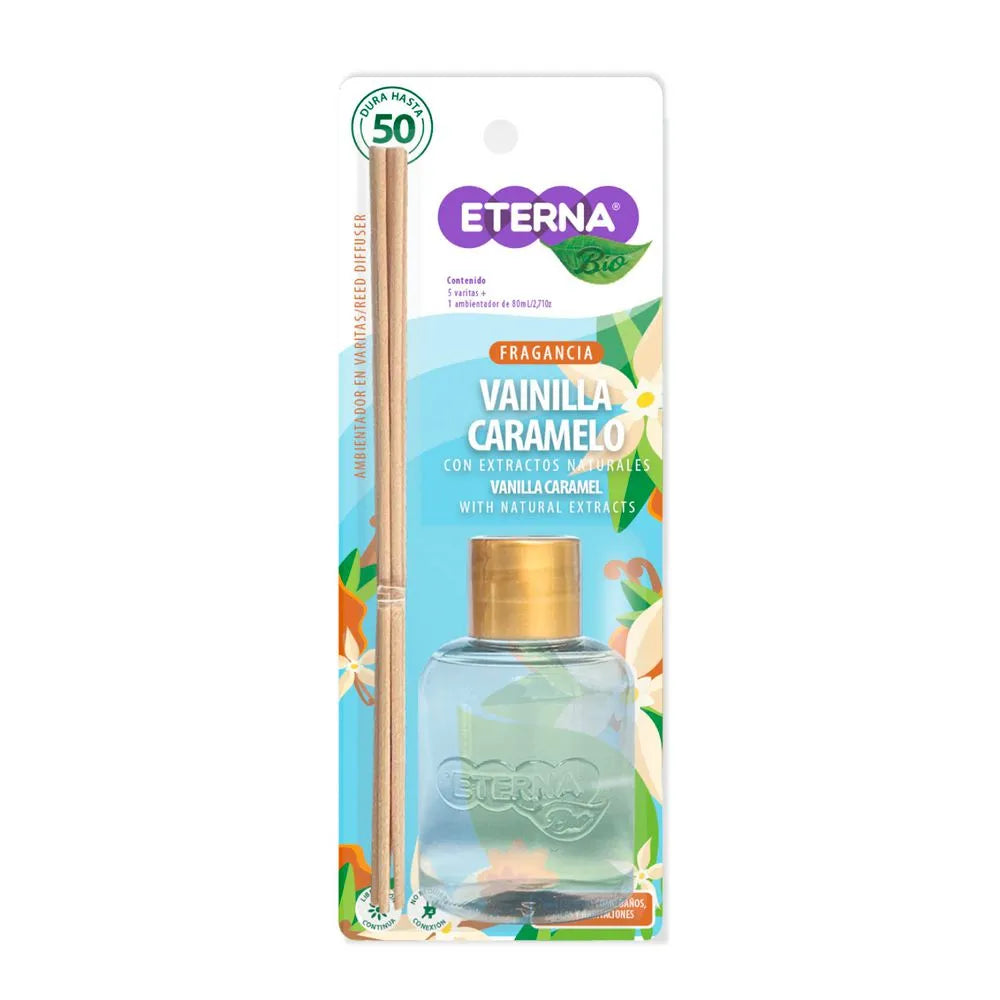 Ambientador con Varitas Vainilla Caramelo 80 ml – Eterna