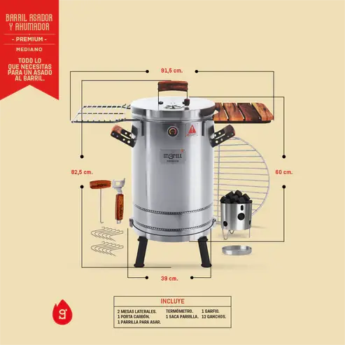 Barril Ahumador Premium Mediano - inGrill en oferta outlet Colombia saldos a huevo