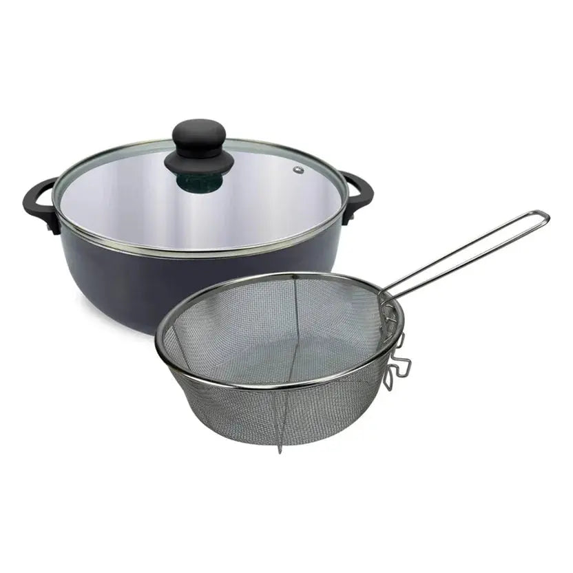 Caldero Aluminio con Canasta Freidora Esencial Cocina Criolla 26cm en oferta outlet Colombia saldos a huevo