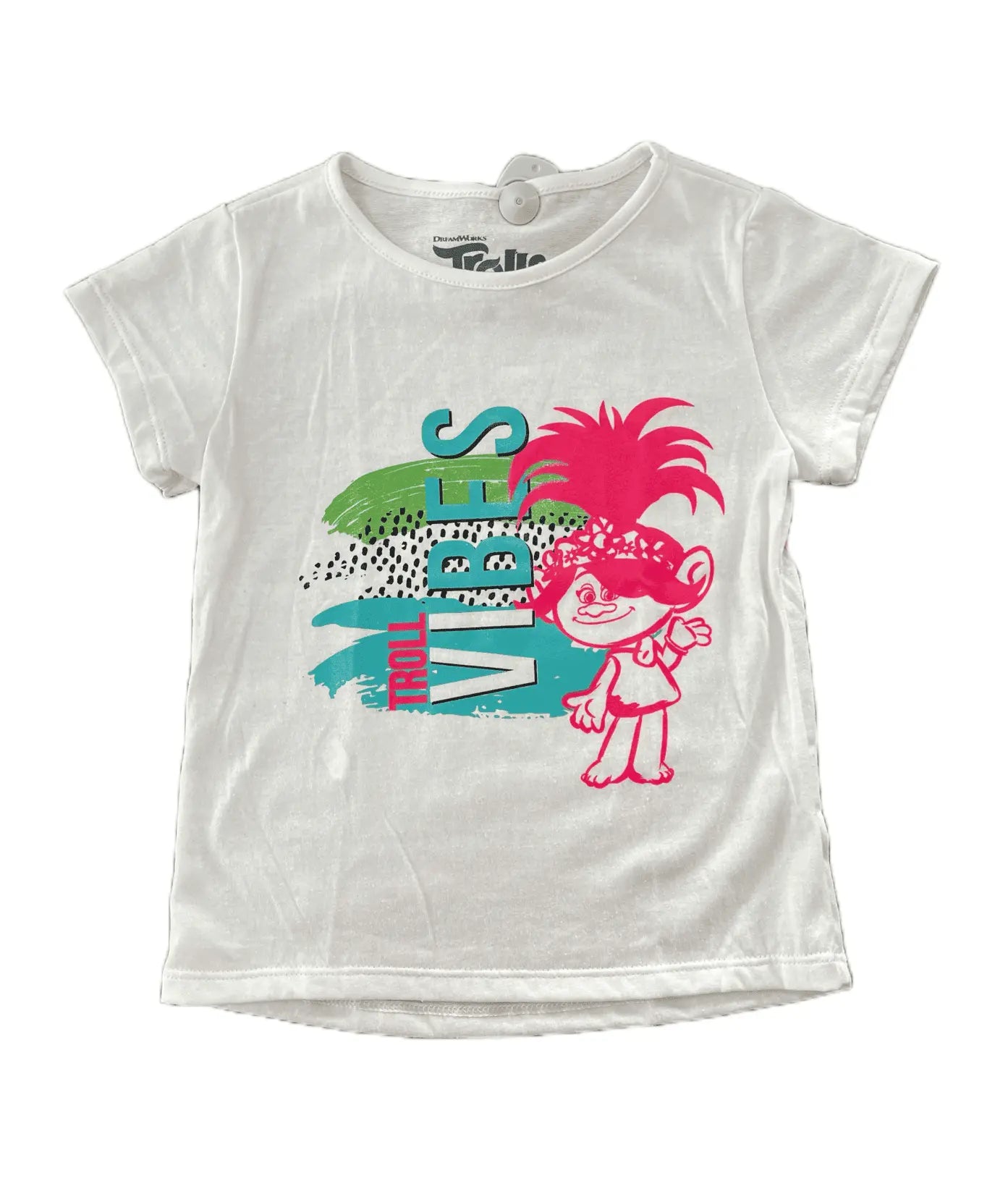Camiseta básica infantil Trolls Vibes Crema en oferta outlet Colombia saldos a huevo