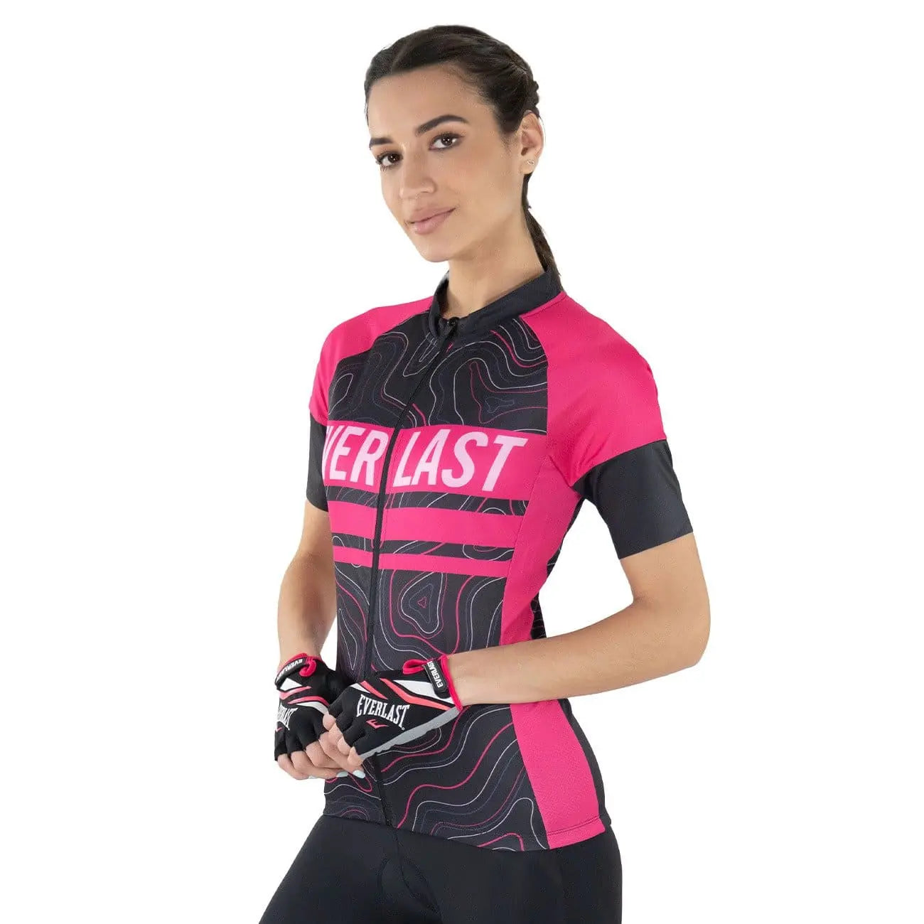 Camiseta de Ciclismo Mujer Negro con Rosado - EVERLAST