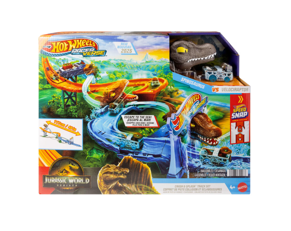 Hot Wheels RacerVerse Jurassic World Crash & Splash – Mattel en oferta outlet Colombia saldos a huevo