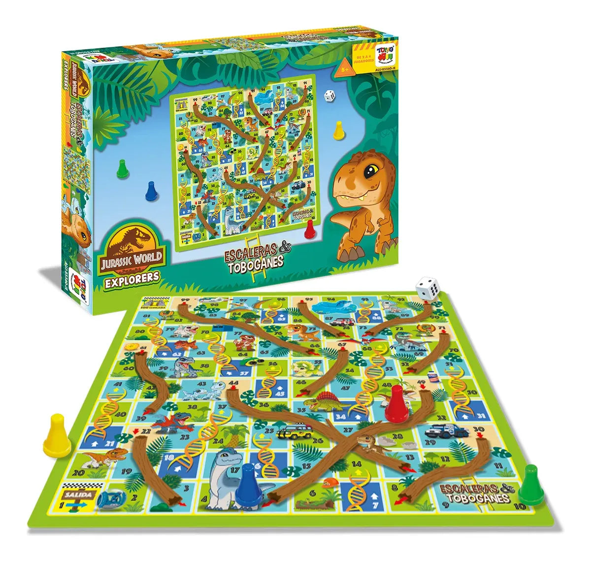 Juego de Mesa Escaleras y Toboganes Jurassic Explorers en oferta outlet Colombia saldos a huevo