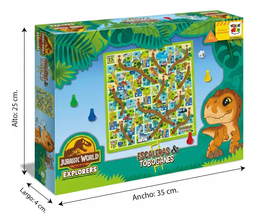 Juego de Mesa Escaleras y Toboganes Jurassic Explorers en oferta outlet Colombia saldos a huevo