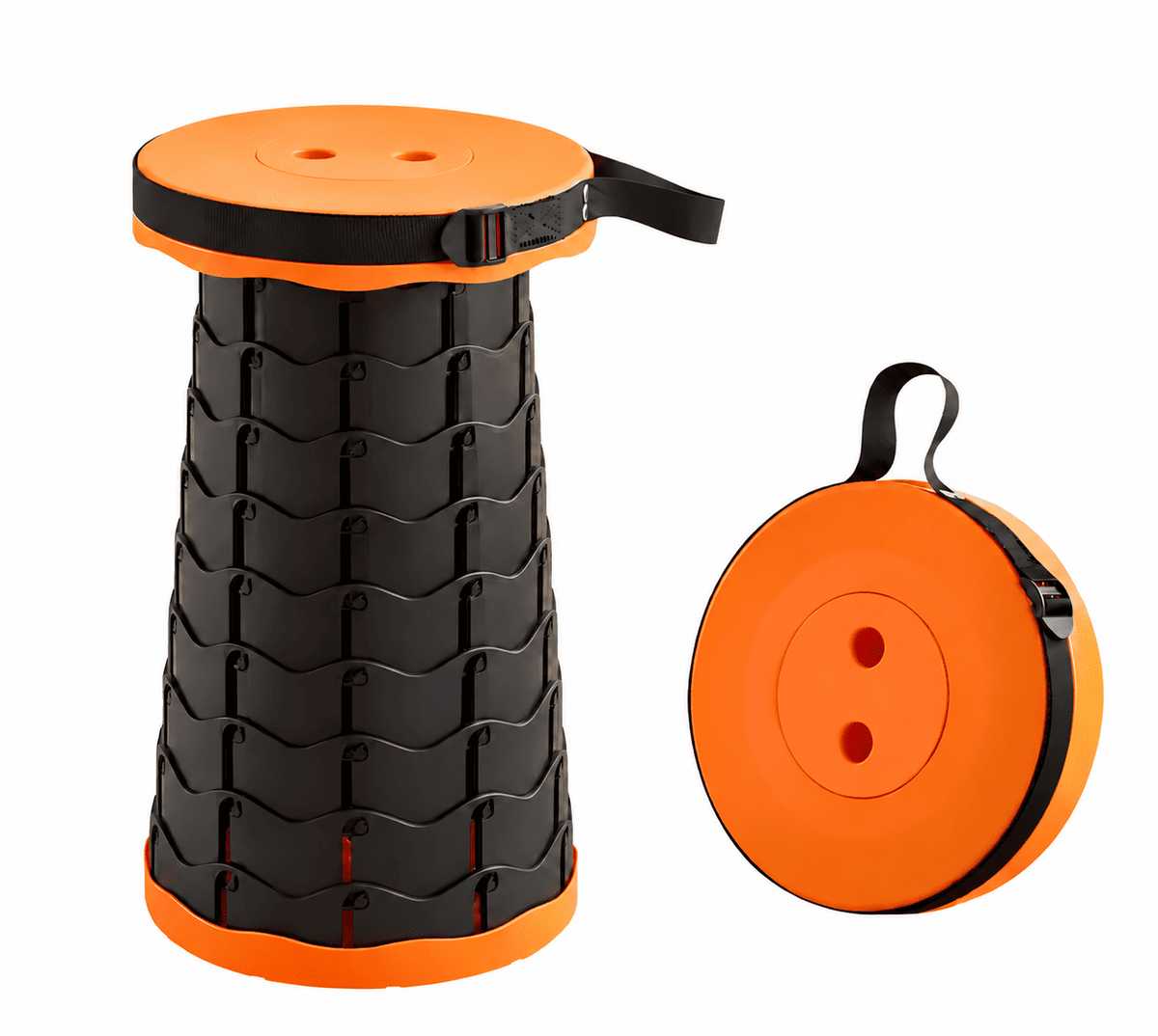Silla Taburete Plegable Telescópico Portátil Naranja