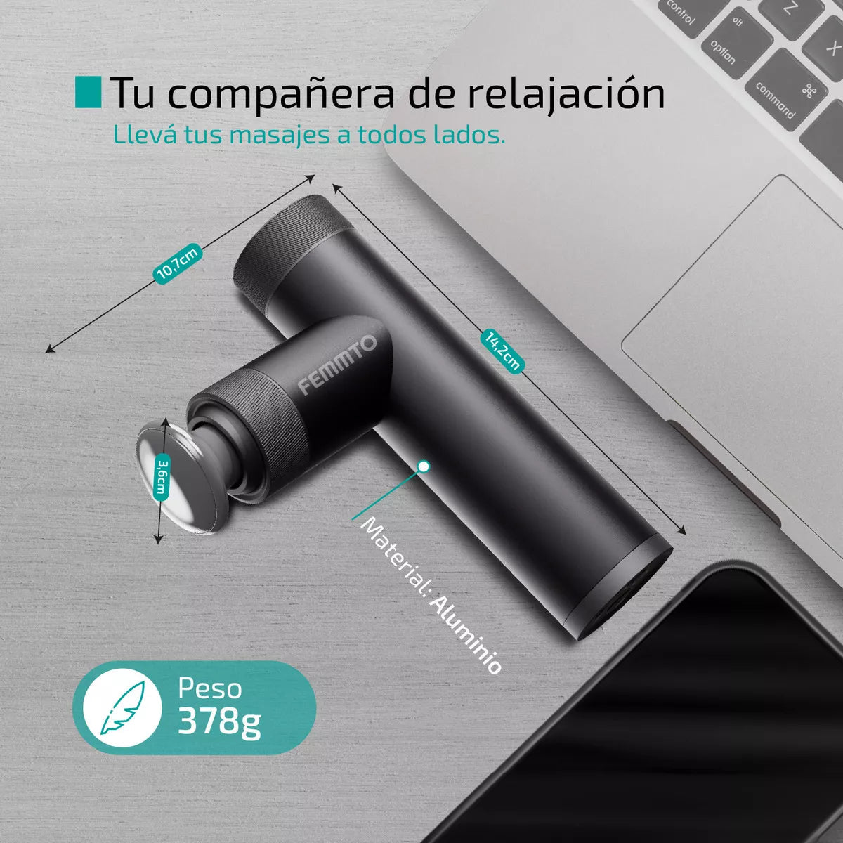 Masajeador Electrico Corporal Aluminio Pistola Funcion Calor Recargable - Femmto en oferta outlet Colombia saldos a huevo