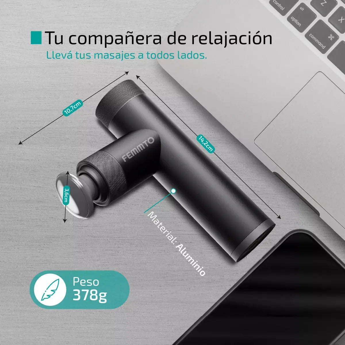 Masajeador Electrico Corporal Aluminio Pistola Funcion Calor Recargable - Femmto en oferta outlet Colombia saldos a huevo