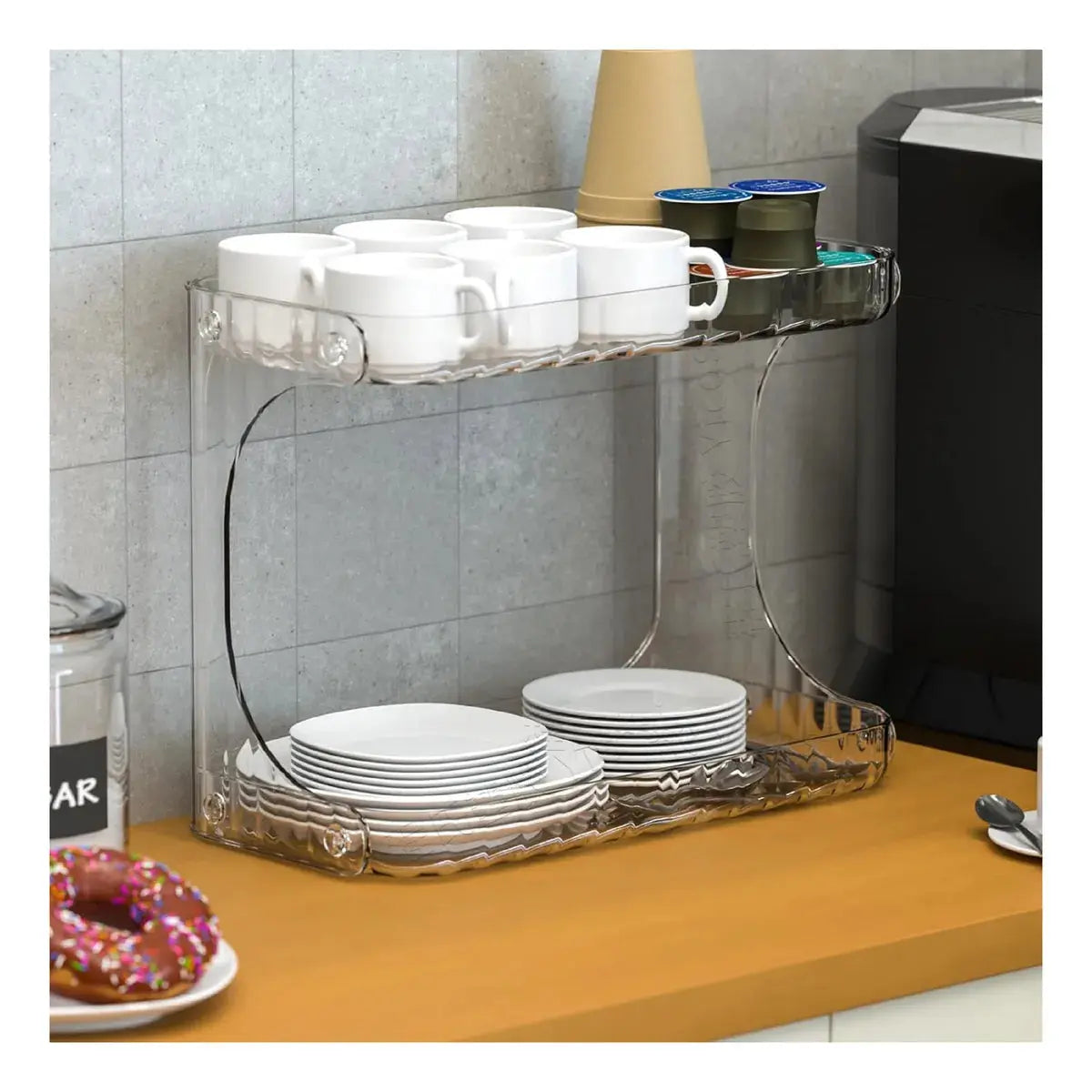Organizador Multifunción de Acrílico Elegante Inhome Transparente de 2 niveles en oferta outlet Colombia saldos a huevo