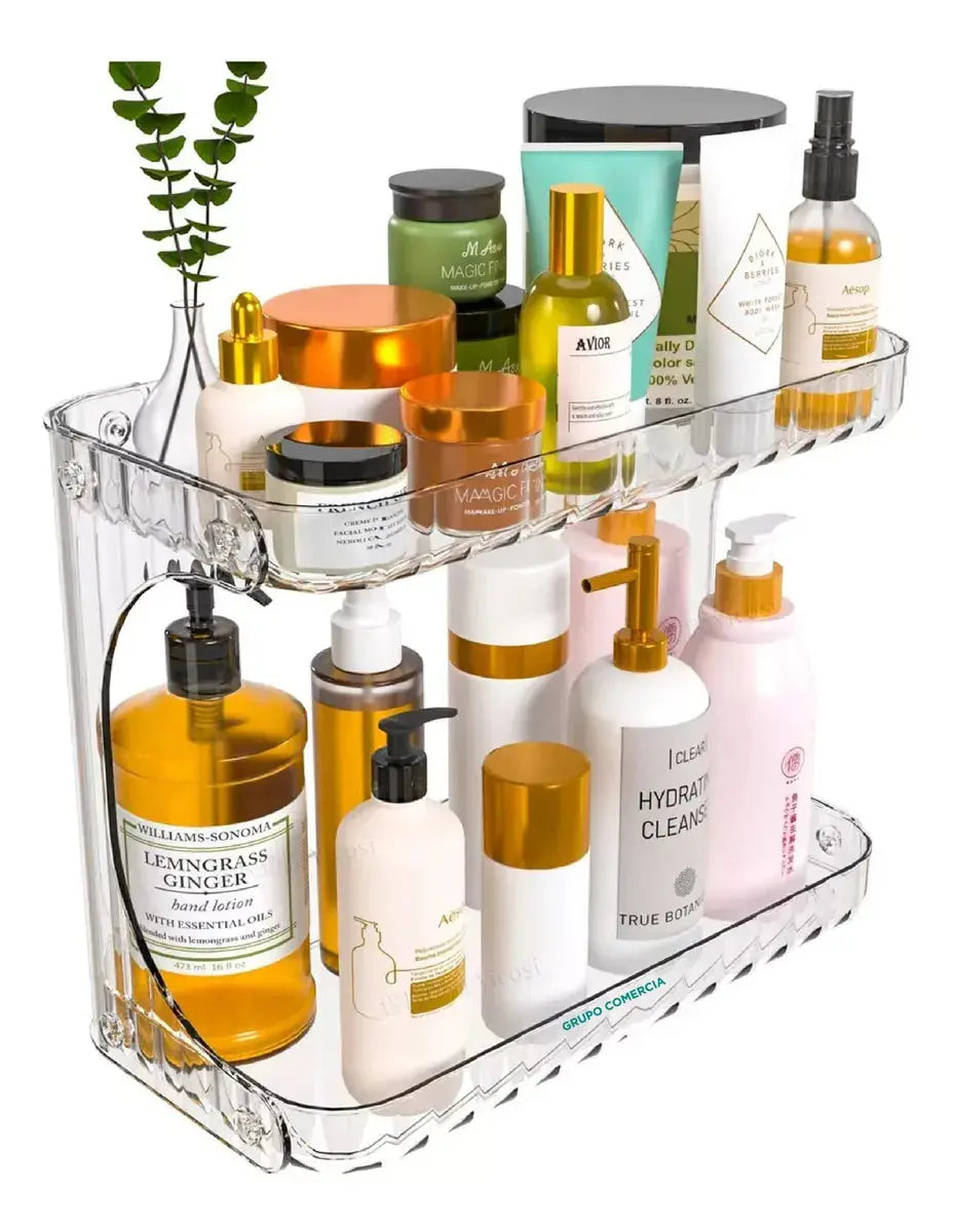 Organizador Multifunción de Acrílico Elegante Inhome Transparente de 2 niveles en oferta outlet Colombia saldos a huevo