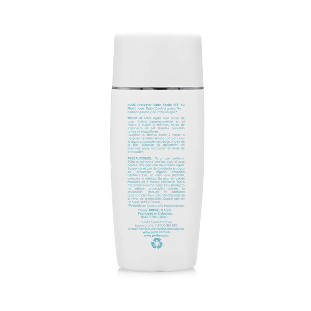 Protector Solar Facial Fluido con Color SPF 60 – 50 ml – Nude