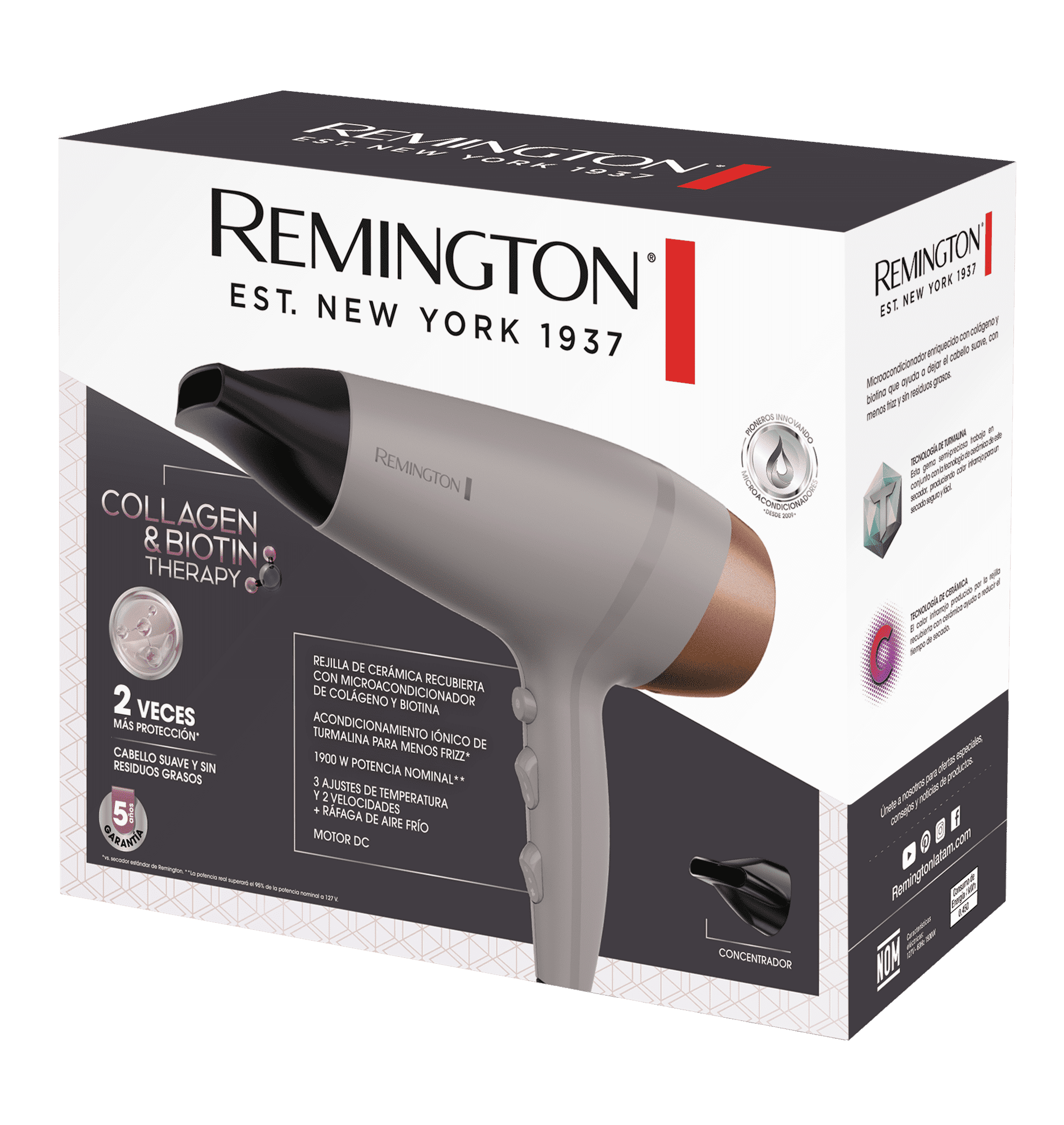 Secador iónico Collagen and Biotin Therapy Remington