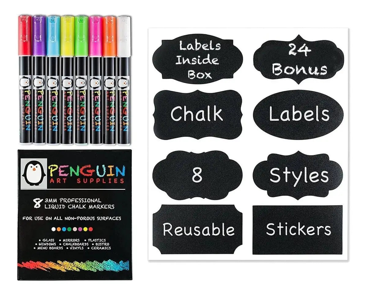 Set 8 Plumones de Tiza Líquida Punta Fina – Penguin Art en oferta outlet Colombia saldos a huevo