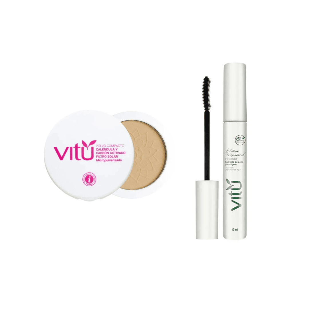 Duo Polvo Compacto Calendula y Pestañina Elixir Tropical - Vitú en oferta outlet Colombia saldos a huevo