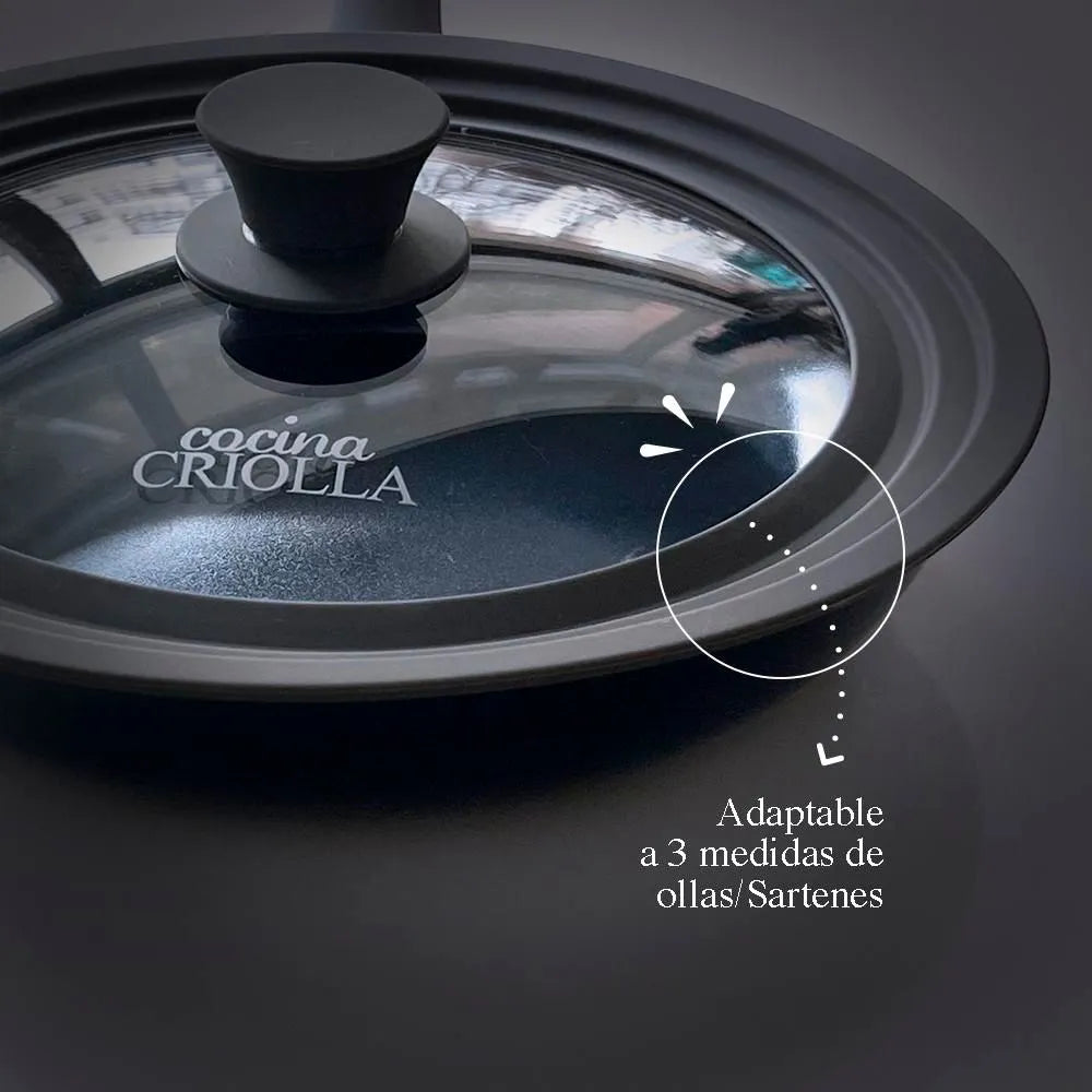 Tapa Universal de Vidrio y Silicona 22, 24 y 26 cm - Cocina Criolla