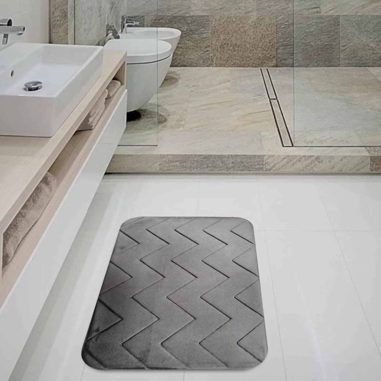 Tapete de baño Memorie 40x60 Gris Deco Bath en oferta outlet Colombia saldos a huevo