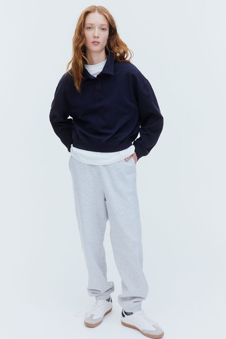 Camisa Polo Tipo Sudadera Manga Larga Mujer – H&M
