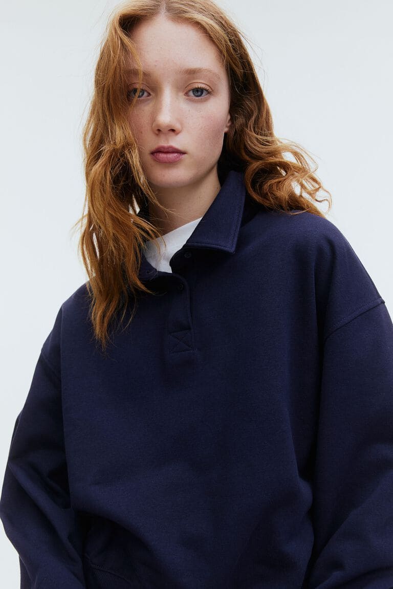 Camisa Polo Tipo Sudadera Manga Larga Mujer – H&M