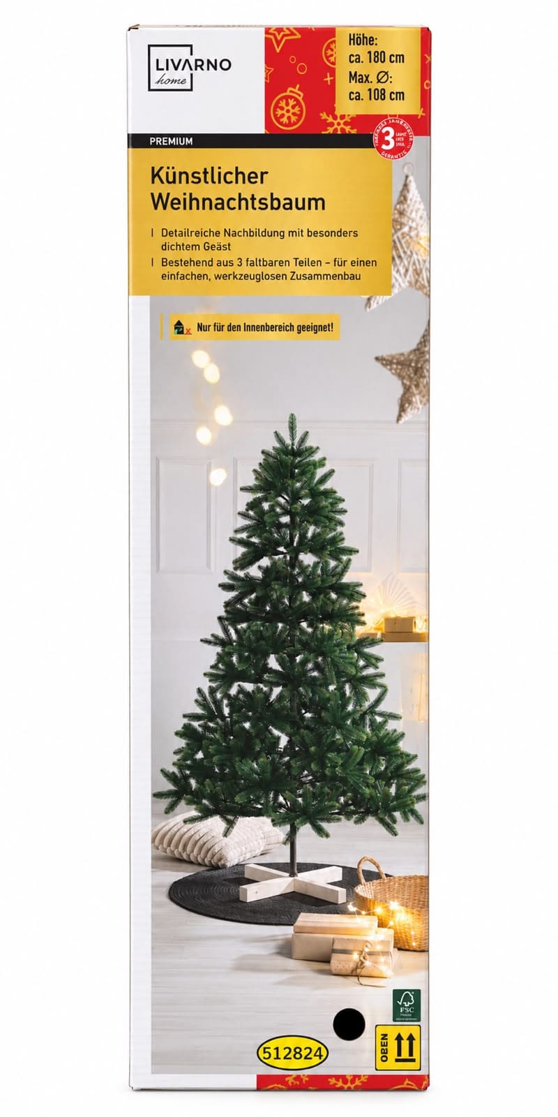 Árbol de Navidad Artificial Premium de 180 cm - 108cm - Livarno en oferta outlet Colombia saldos a huevo