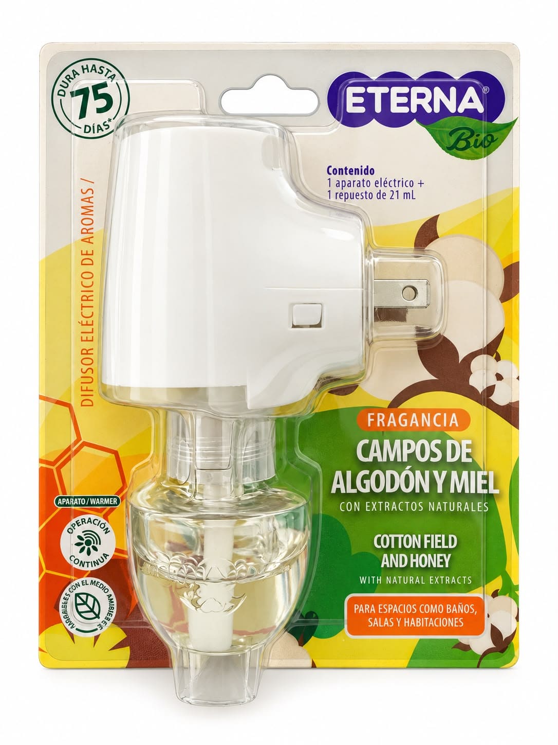 Ambientador Eléctrico Algodón y Miel con Repuesto de 21 ml – Eterna en oferta outlet Colombia saldos a huevo