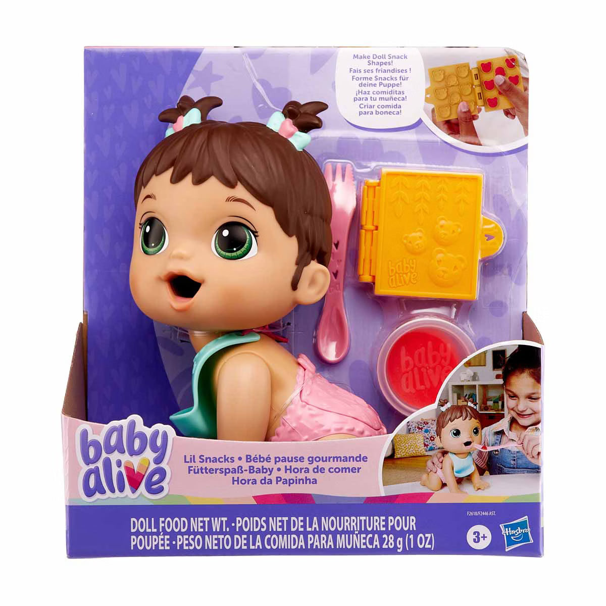 Muñeca Baby Alive Lil Snacks Pelo Café Hora de Comer – Hasbro